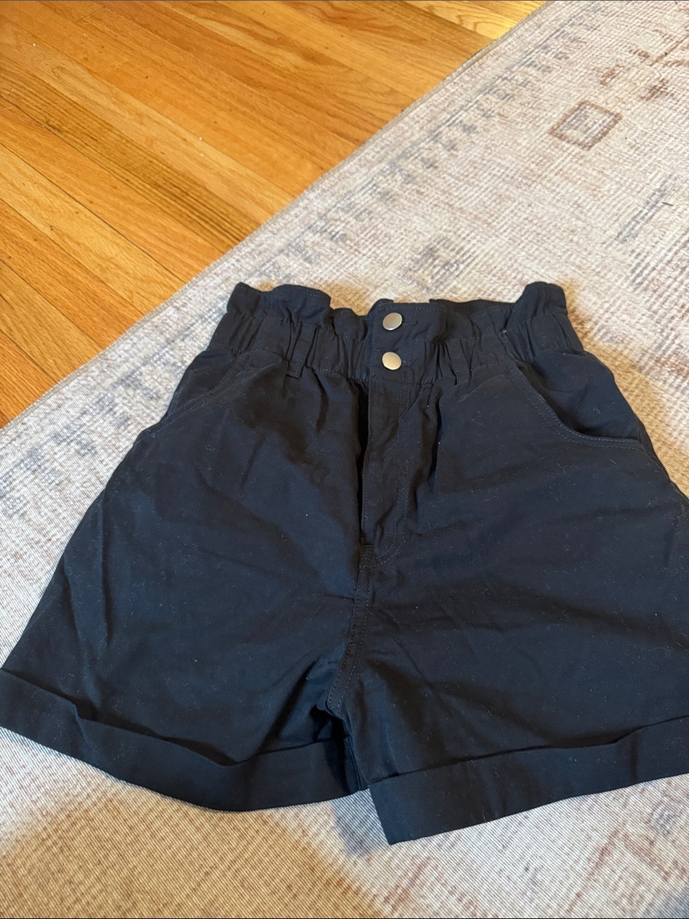 H&M Women's Black High-Waist Paperbag Shorts